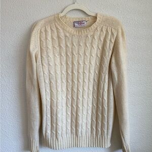 Vintage McGregor M Shetland Wool Fisherman Ivory Cable Knit Sweater Crewneck